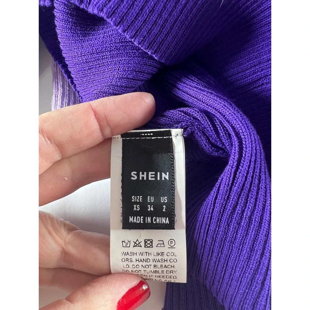 SHEIN Purple & Lilac Ribbed Turtleneck Sweater Set Pearl Button Detail Size XS/S